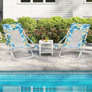 Folding Low Beach Chair Set of 2 Patio Sling Chairs with Padded Head Pillow by LJGDeals
