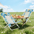 Folding Low Beach Chair Set of 2 Patio Sling Chairs with Padded Head Pillow by LJGDeals