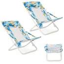 Folding Low Beach Chair Set of 2 Patio Sling Chairs with Padded Head Pillow by LJGDeals