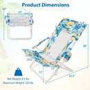 Folding Low Beach Chair Set of 2 Patio Sling Chairs with Padded Head Pillow by LJGDeals