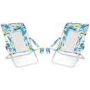 Folding Low Beach Chair Set of 2 Patio Sling Chairs with Padded Head Pillow by LJGDeals