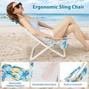 Folding Low Beach Chair Set of 2 Patio Sling Chairs with Padded Head Pillow by LJGDeals
