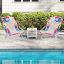 Folding Low Beach Chair Set of 2 Patio Sling Chairs with Padded Head Pillow by LJGDeals