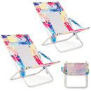 Folding Low Beach Chair Set of 2 Patio Sling Chairs with Padded Head Pillow by LJGDeals