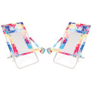 Folding Low Beach Chair Set of 2 Patio Sling Chairs with Padded Head Pillow