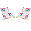 Folding Low Beach Chair Set of 2 Patio Sling Chairs with Padded Head Pillow by LJGDeals