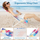 Folding Low Beach Chair Set of 2 Patio Sling Chairs with Padded Head Pillow by LJGDeals