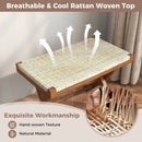 Folding Natural Rattan Ottoman with Hand-woven Seat by LJGDeals