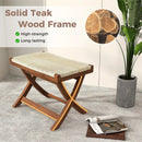 Folding Natural Rattan Ottoman with Hand-woven Seat by LJGDeals