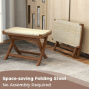 Folding Natural Rattan Ottoman with Hand-woven Seat by LJGDeals