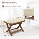 Folding Natural Rattan Ottoman with Hand-woven Seat by LJGDeals