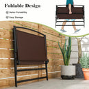Folding Outdoor Garden Bench 2-Person Patio Bench with Backrest and Armrests-Brown by LJGDeals