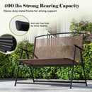 Folding Outdoor Garden Bench 2-Person Patio Bench with Backrest and Armrests-Brown by LJGDeals