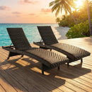 Folding Rattan Chaise Lounge Set of 2 with Adjustable Backrest by LJGDeals
