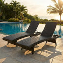 Folding Rattan Chaise Lounge Set of 2 with Adjustable Backrest by LJGDeals