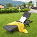 Folding Padded Rattan Patio Chaise Lounge with Adjustable Backrest and Quick Dry Foam All Weather by LJGDeals