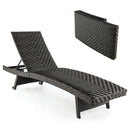 Folding Padded Rattan Patio Chaise Lounge with Adjustable Backrest and Quick Dry Foam All Weather by DirectDeals