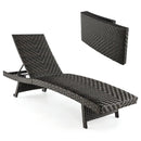 Folding Padded Rattan Patio Chaise Lounge with Adjustable Backrest and Quick Dry Foam All Weather by LJGDeals