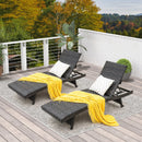 Folding Padded Rattan Patio Chaise Lounge with Adjustable Backrest and Quick Dry Foam All Weather by DirectDeals