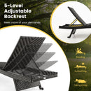 Folding Padded Rattan Patio Chaise Lounge with Adjustable Backrest and Quick Dry Foam All Weather by LJGDeals