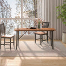 Folding Picnic Table Acacia Wood Dining Table with Metal Frame for Indoor Outdoor Activities