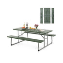 Folding Picnic Table Set with Metal Frame and All-Weather HDPE Tabletop Umbrella Hole