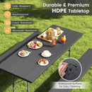Folding Picnic Table Set with Metal Frame and All-Weather HDPE Tabletop Umbrella Hole by LJGDeals