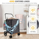 Folding Rolling Shopping Cart with Waterproof Liner and Basket-Black by LJGDeals
