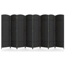 8-Panel Folding Room Divider with Hand-Woven Texture and Solid Wood Frame