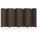 8-Panel Folding Room Divider with Hand-Woven Texture and Solid Wood Frame by LJGDeals