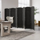 8-Panel Folding Room Divider with Hand-Woven Texture and Solid Wood Frame by LJGDeals