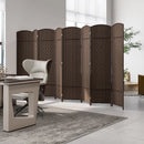 8-Panel Folding Room Divider with Hand-Woven Texture and Solid Wood Frame by LJGDeals