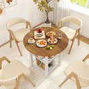 Folding Round Dining Table Drop Leaf Table with 2 Shelves for Small Spaces-White by LJGDeals