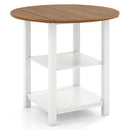 Folding Round Dining Table Drop Leaf Table with 2 Shelves for Small Spaces-White by LJGDeals