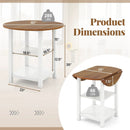 Folding Round Dining Table Drop Leaf Table with 2 Shelves for Small Spaces-White by LJGDeals