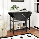 Folding Round Dining Table with Lockable Wheels by LJGDeals