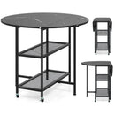 Folding Round Dining Table with Lockable Wheels by LJGDeals