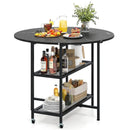 Folding Round Dining Table with Lockable Wheels by LJGDeals