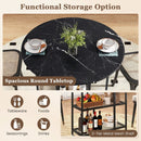 Folding Round Dining Table with Lockable Wheels by LJGDeals