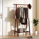Folding Rubber Wood Clothes Hanging Rack Standing Garment Rack with Bottom Storage Shelf-Walnut by LJGDeals