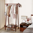 Folding Rubber Wood Clothes Hanging Rack Standing Garment Rack with Bottom Storage Shelf-Walnut by LJGDeals