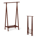 Folding Rubber Wood Clothes Hanging Rack Standing Garment Rack with Bottom Storage Shelf-Walnut by LJGDeals