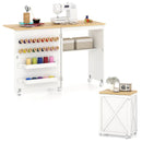 Folding Sewing Table with Storage Shelf and 5 Lockable Wheel by LJGDeals