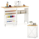 Folding Sewing Table with Storage Shelf and 5 Lockable Wheel by DirectDeals