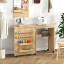 Folding Sewing Table with Storage Shelf and 5 Lockable Wheel by DirectDeals