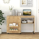 Folding Sewing Table with Storage Shelf and 5 Lockable Wheel by DirectDeals