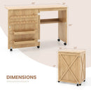 Folding Sewing Table with Storage Shelf and 5 Lockable Wheel by DirectDeals