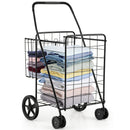 Folding Shopping Cart for Laundry with Swiveling Wheels and Dual Storage Baskets by LJGDeals