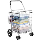 Folding Shopping Cart for Laundry with Swiveling Wheels and Dual Storage Baskets by LJGDeals