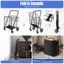 Folding Shopping Cart with Waterproof Liner Wheels and Basket